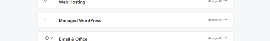 Products in hosting account