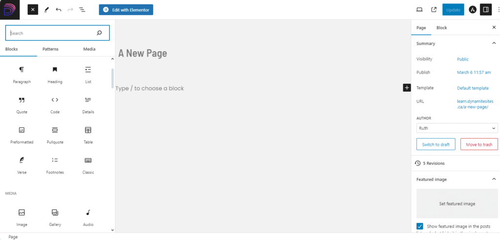 Blocks available in Gutenberg editor
