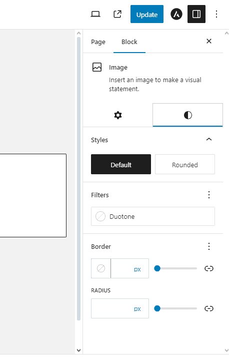 Image settings in block editor