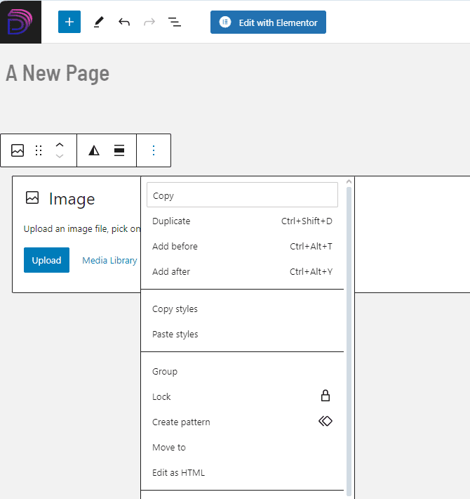 Editing image block
