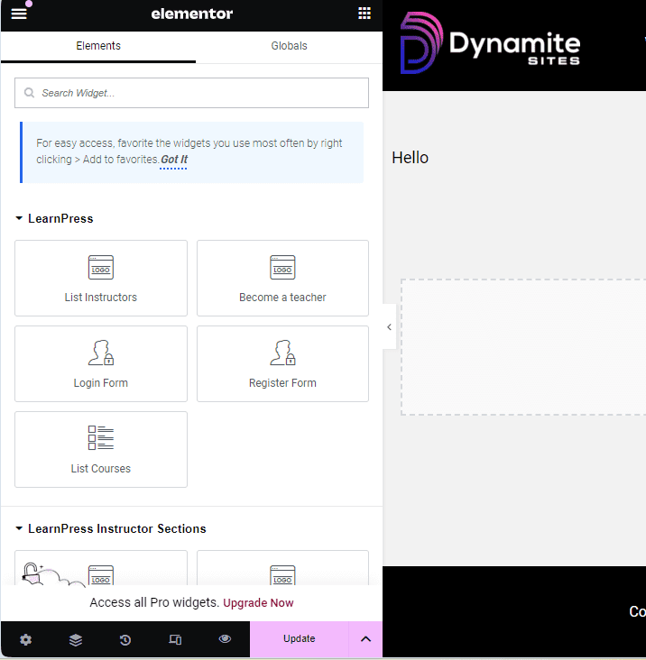 Elementor widgets
