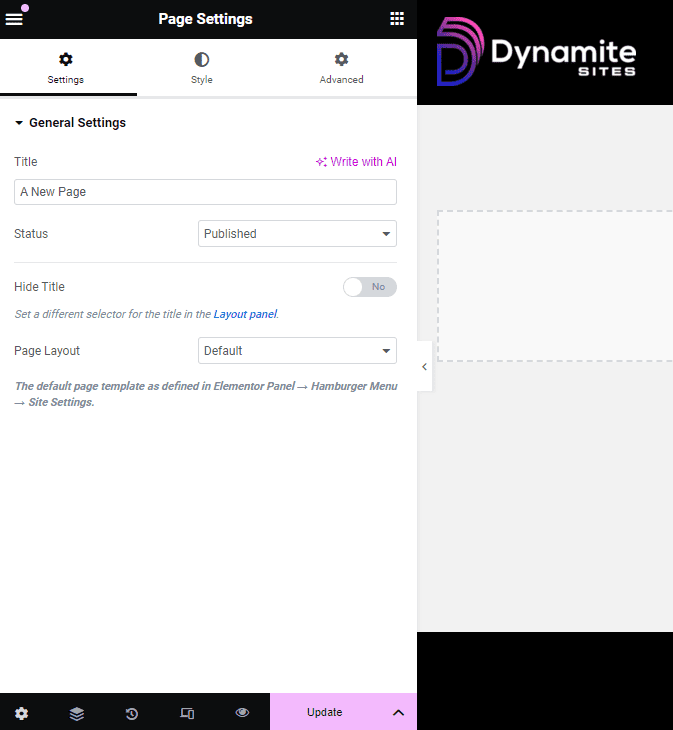 Page settings