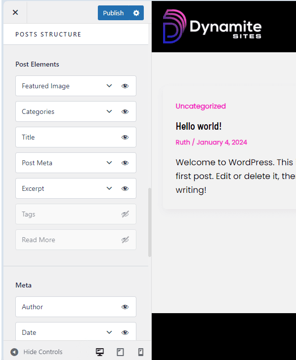 Customizing blog info