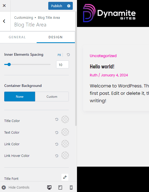 Customizing blog appearance