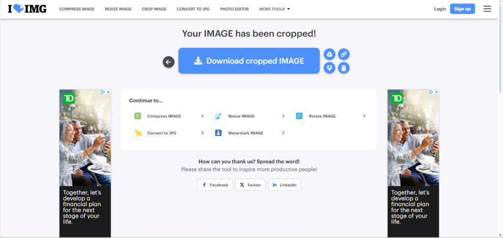 Cropping images with iloveimg.com