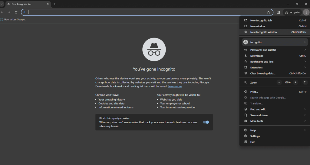 Chrome's incognito mode