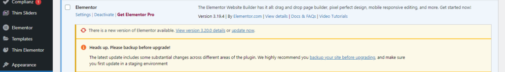 Updating Elementor