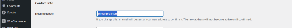 Changing admin email